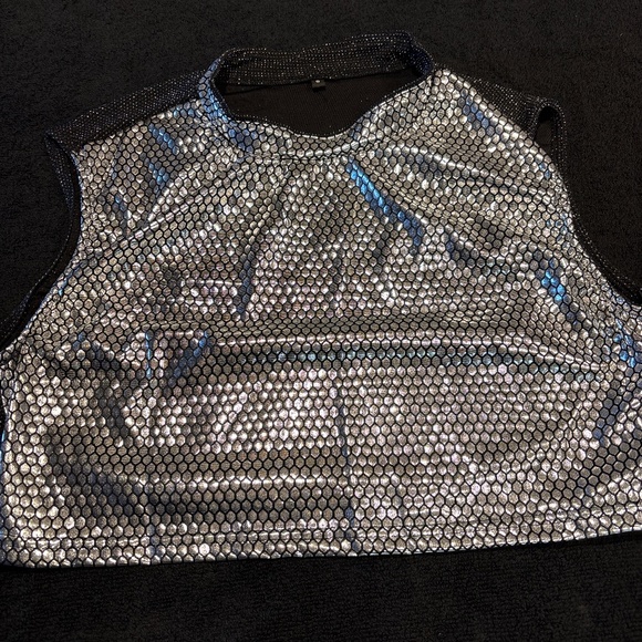 Disco Other - Shiny silver and black tank top